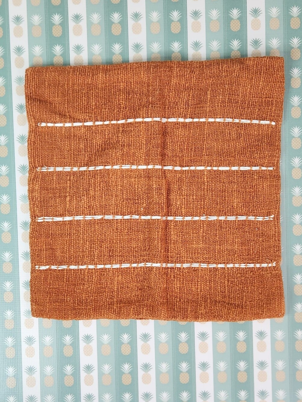Rust Orange Boho Throw Pillow Cover: Handmade Indian Cotton, 16x16